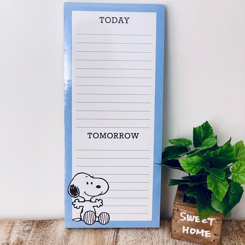NWT Graphique Peanuts Snoopy Blue & White TODAY TOMORROW To do List Notepad